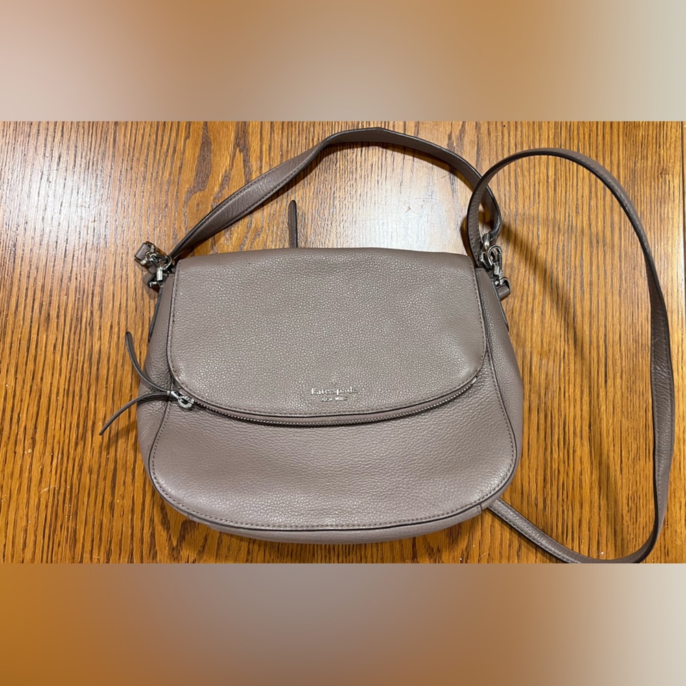 kate spade taupe leather shoulder bag